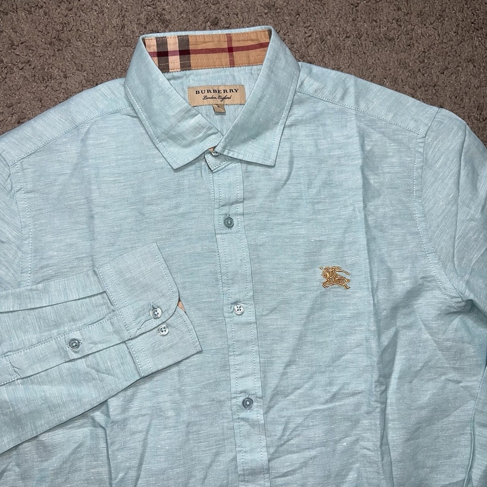 Burberry Light Blue Men's Button-Down Shirt